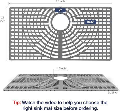 Silicone Sink Protector 26“x14" Rear Drain Hole, Heat Resistant Non-slip - Image 2