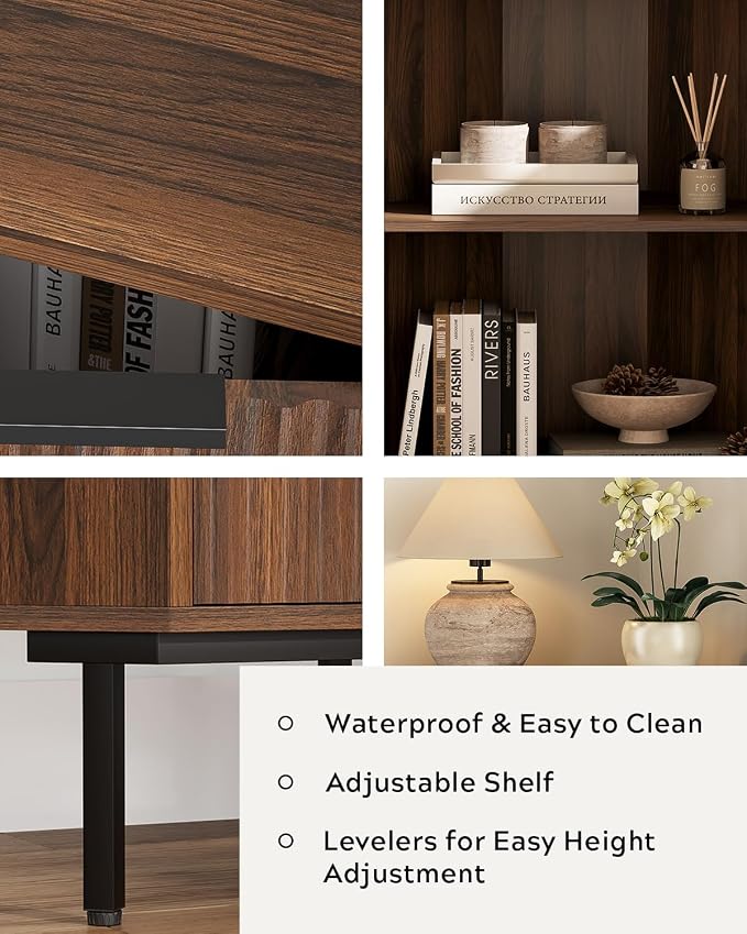 Fluted Corner Cabinet, Modern Small Floor Storage Cabinet - Image 5