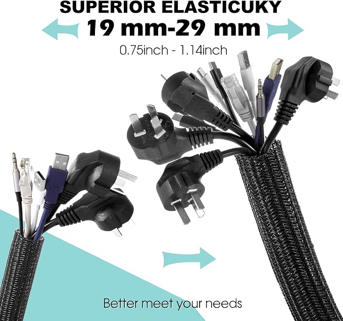 AGPTEK Cable Sleeve Cover, 2 Pack 5ft - Image 3