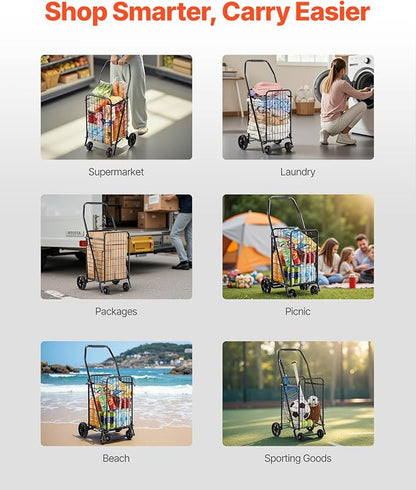 VEVOR Shopping Cart, Folding Grocery Utility Cart - Image 7