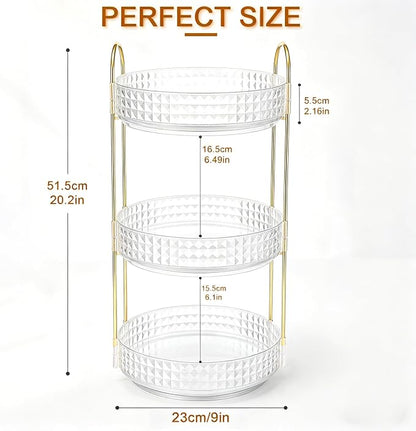 Fangoo 3 Tiers Clear Rotating Makeup Organizer - Image 2