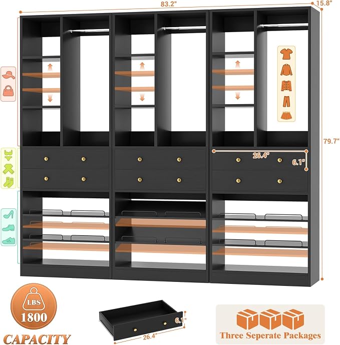 Besiost Closet System, Walk-in Closets Systems, Free Standing Reach in Closet - Image 2