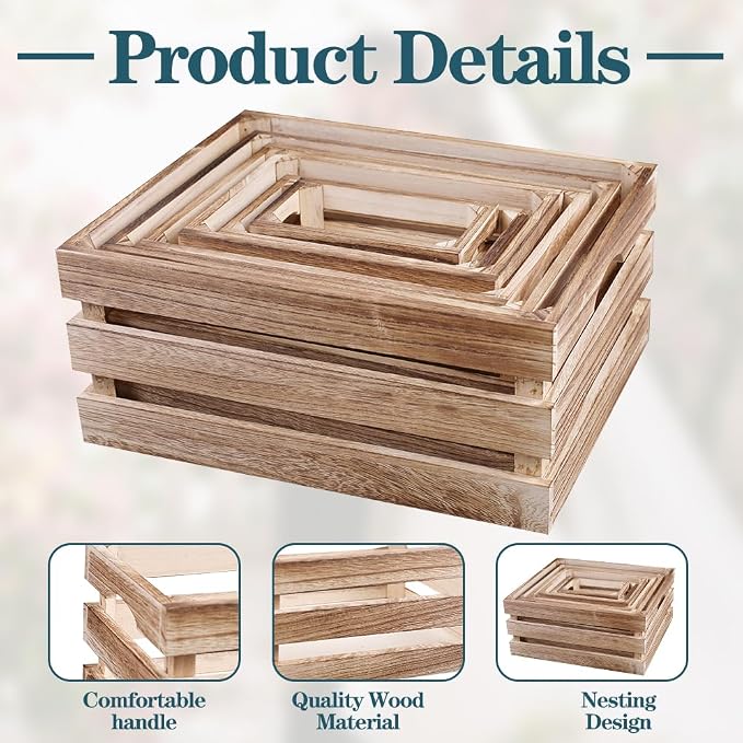 GRETJOB 6 Pack Large Wooden Crates - Image 4