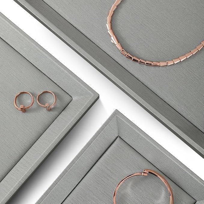 Jewelry Flat Tray, Leather Tray, Premium Grey Jewelry Tray, Jewelry Organizer - Image 7