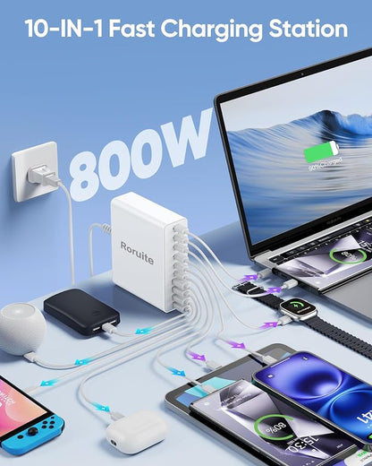 800W USB Charging Station, 120W PD GaN5 Super Fast USB C Charger Block-10 Port - Image 2
