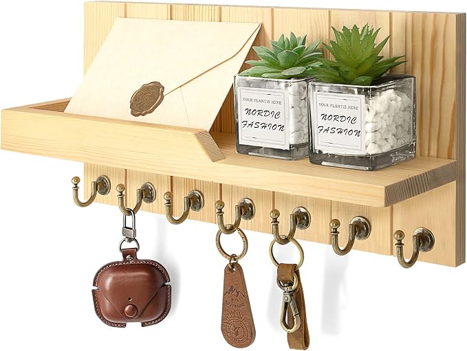 Rebee Vision Farmhouse Pine Key Holder Wall Mount by REBEEVISION