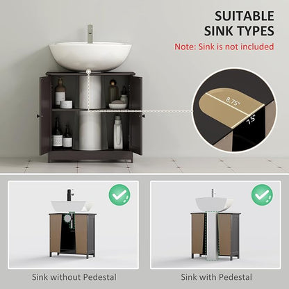 HOMCOM Under Sink Bathroom Cabinet, Pedestal Sink Storage Cabinet - Image 4