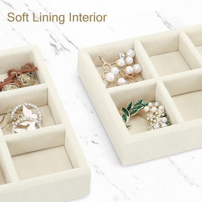 DesignSter Small Jewelry Tray-Ring Organizer 2PCS Premium Velvet Rings Earrings - Image 4