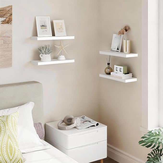BAYKA Floating Shelves for Wall, 15.7in Wall Mounted Rustic Wood Shelves for - Image 2
