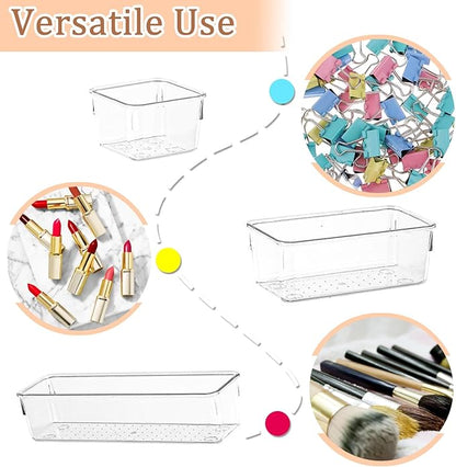 6 Pack Clear Drawer Organizer Set, Versatile Bathroom and Vanity Organizer Trays - Image 3