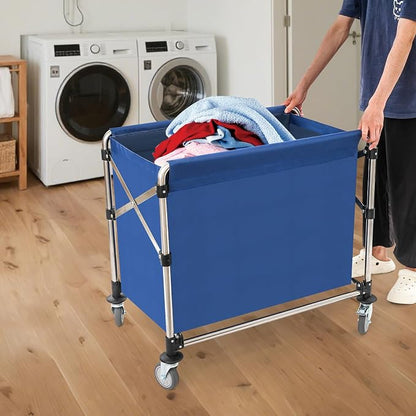 Commercial Laundry Cart with Wheels, Folding Laundry Hamper Cart, Heavy Duty - Image 8