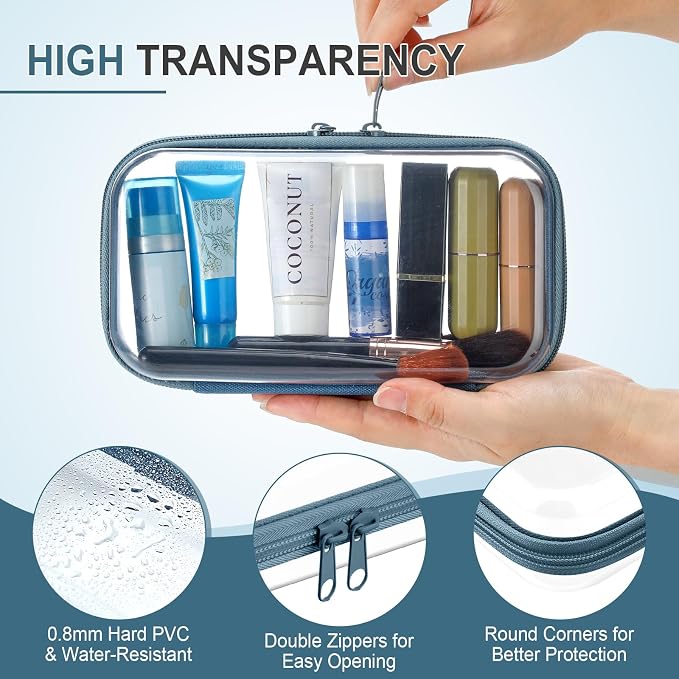 Hoolerry 4 Pcs Hard Clear Zipper Case Makeup Bags Plastic Pencil Pouch - Image 3