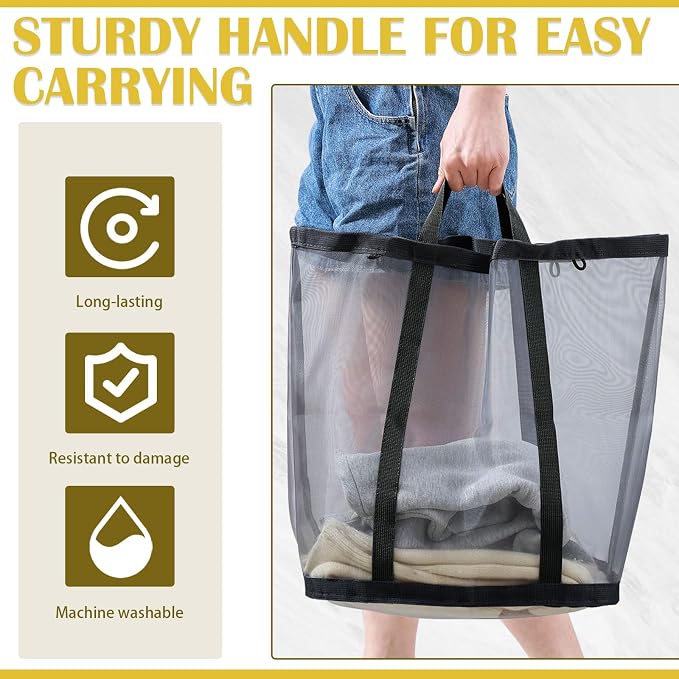 Mesh Laundry Basket, Hanging Laundry Hamper - Image 5