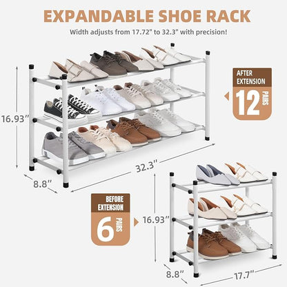 STORAGE MANIAC Expandable Shoe Rack, 12 Pairs Stackable Small Shoe Rack - Image 3