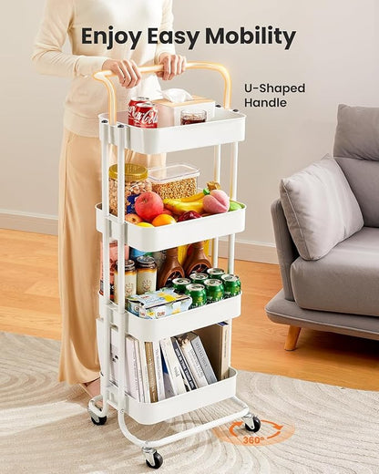 Pipishell 4 Tier Rolling Cart, Metal Utility Cart - Image 3