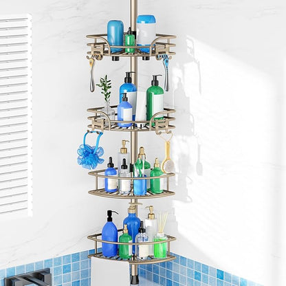 HAMITOR Shower Caddy Corner Tension Pole: 4-Tier Large Capacity Bathroom by HAMITOR