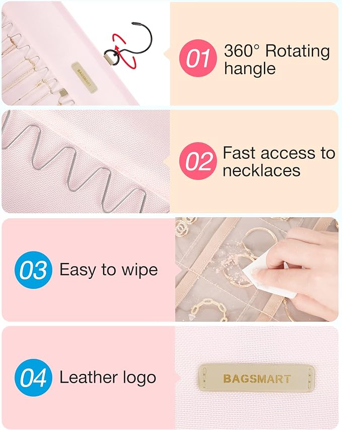BAGSMART Hanging Jewelry Organizer Storage Roll - Image 4