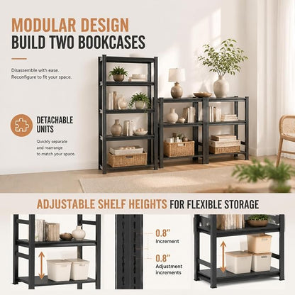 Metal Bookshelf Adjustable Industrial Bookcase Heavy Duty Shelving Unit | - Image 9
