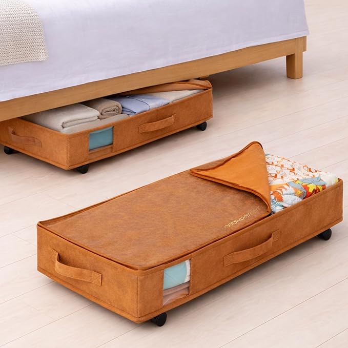 Premium Under Bed Storage with Wheels, Low Profile Rolling Storage Box in Vegan by Unknown