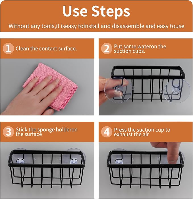 Sponge Holder for Kitchen Sink Suction, Stainless Steel Sponge Holder for - Image 3