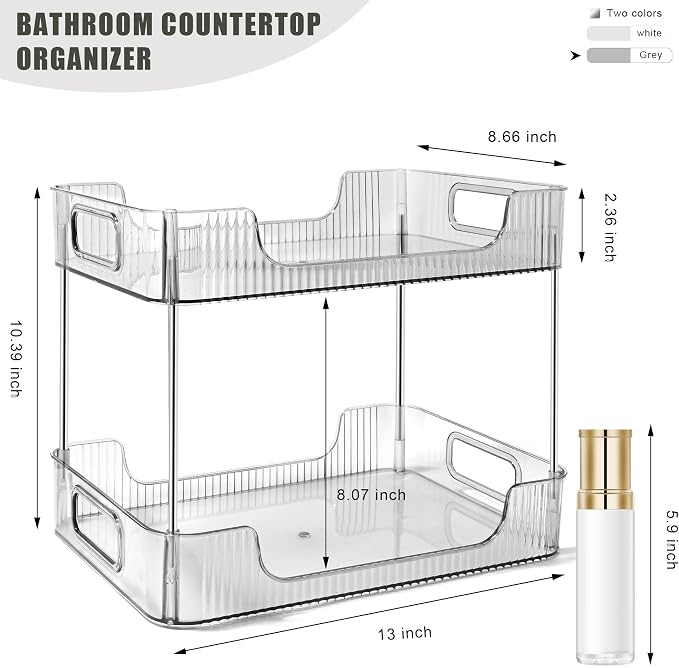 2-Tier Bathroom Counter Organizer Countertop Storage, Dresser Organizer Vanity - Image 2