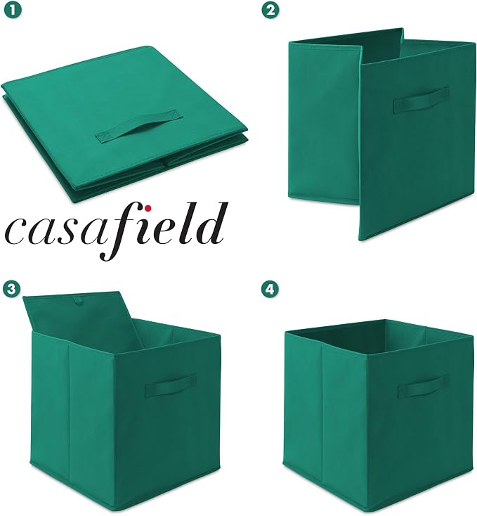 Casafield Set of 6 Collapsible Fabric Cube Storage Bins, Teal - Image 6