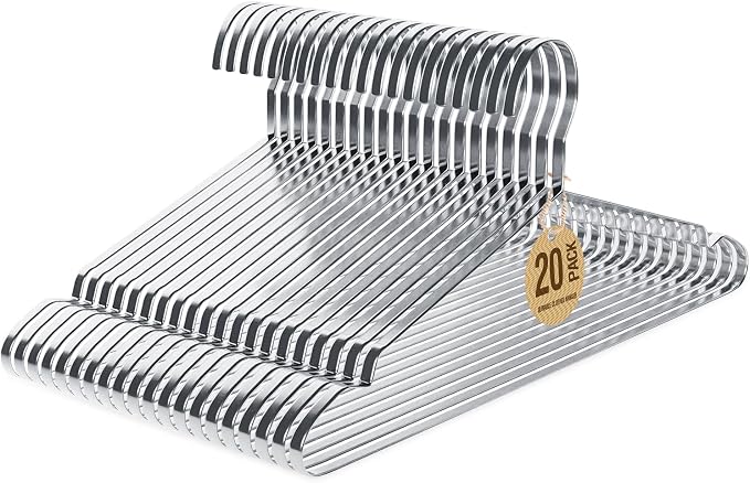Jiang&Rong 20 Pack Stainless Steel Hangers, 16.5 Inch Heavy Duty Metal Coat by JiangRong