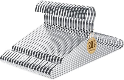 Jiang&Rong 20 Pack Stainless Steel Hangers, 16.5 Inch Heavy Duty Metal Coat by JiangRong