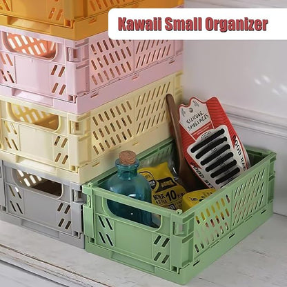 Pastel Plastic Storage Baskets 2 Pack, Collapsible Crates - Image 3
