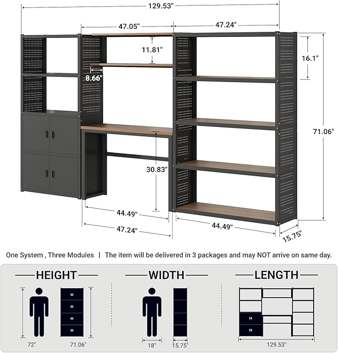 FLEXIMOUNTS 129"W Modular Garage Storage Cabinet - Image 2