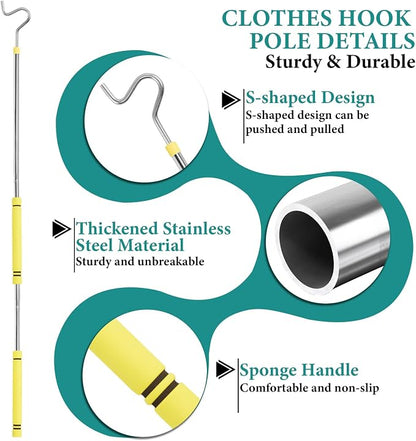 Clothes Hook Pole, Clothes Hanger Reaching Hook - Image 3