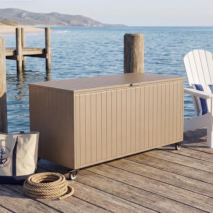Outdoor Storage Box with Wheels 250 Gallon, Metal Deck Boxes Waterproof - Image 8