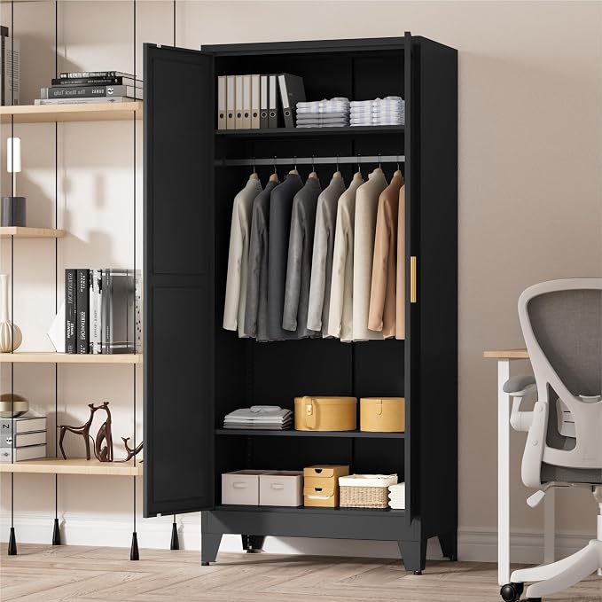 71" Tall Metal Wardrobe Closet - Image 6