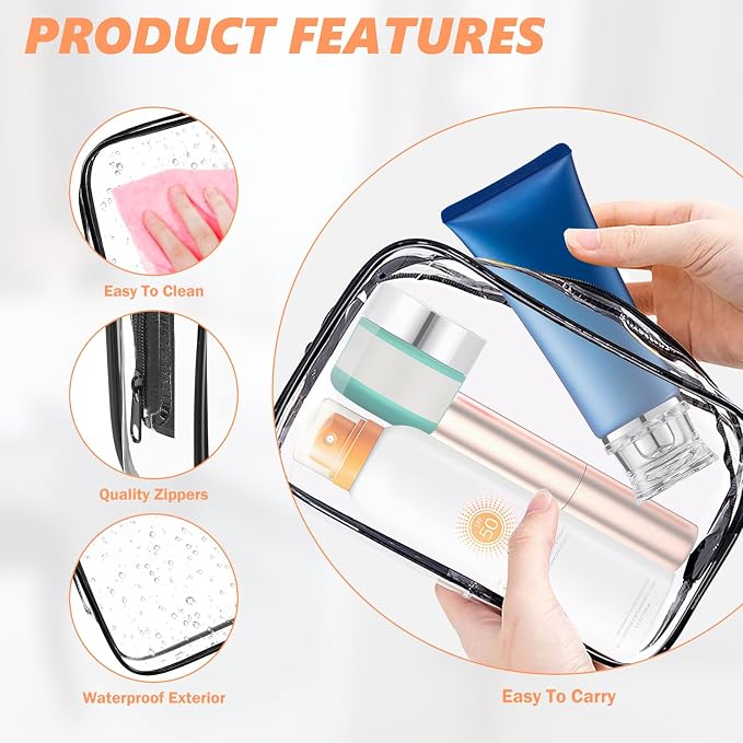 AURUZA Clear Makeup Bag, Portable Travel Toiletry Bags - Image 3