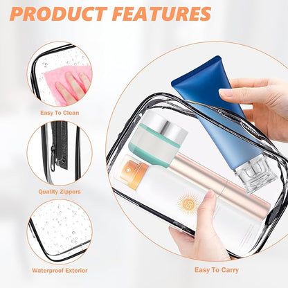 AURUZA Clear Makeup Bag, Portable Travel Toiletry Bags - Image 3