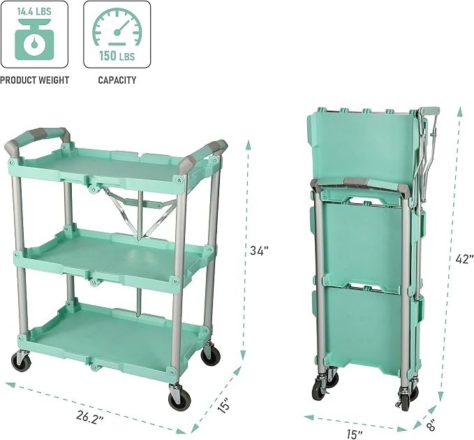 Olympia Tools 89-349 Pack-N-Roll Folding Collapsible Service Cart, 150LB - Image 3