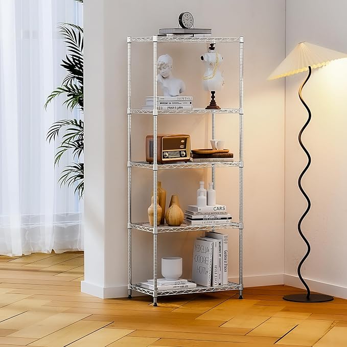 IZEUK 5-Tier Chrome Metal Storage Shelves, Adjustable Wire Shelving Unit - Image 6
