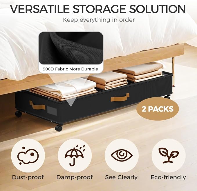Under Bed Storage with Wheels 2-Pack, 75L XXL Under the Bed Storage Containers - Image 4