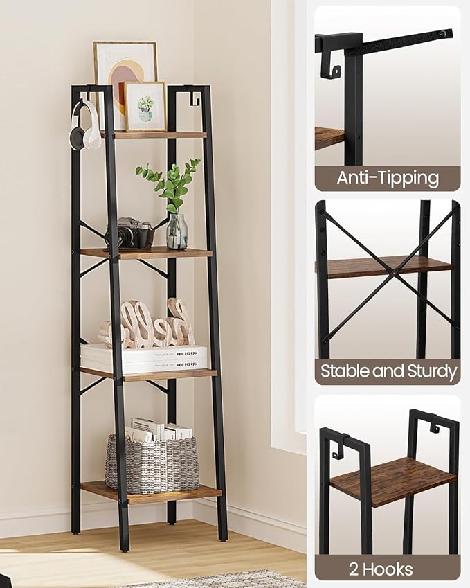 Hzuaneri Ladder Shelf, Freestanding Corner Storage Shelf | Bookcase - Image 6