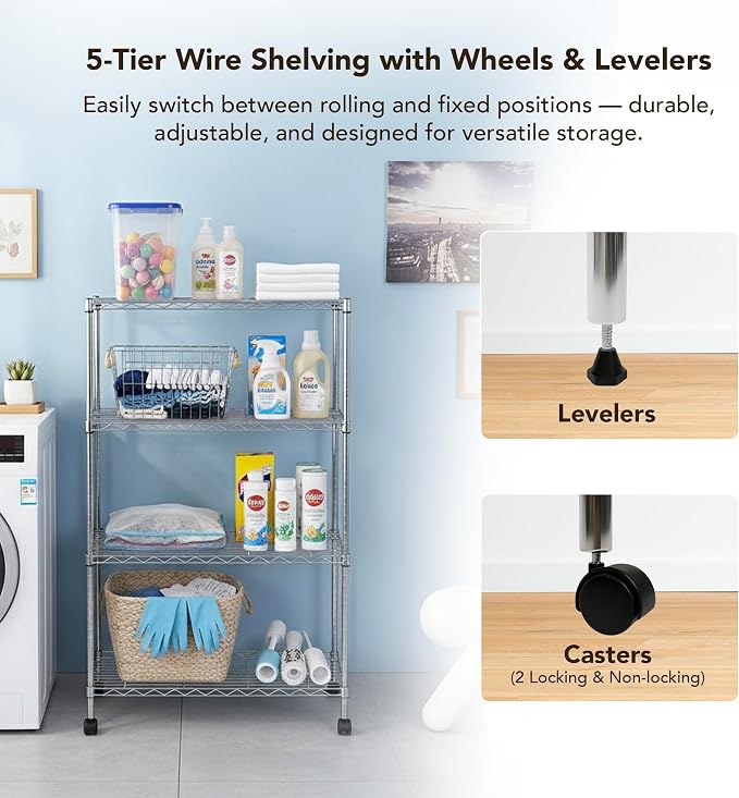 Heavy Duty 4 Tier Wire Shelving Unit Storage Rack, Metal Shelves Utility - Image 4