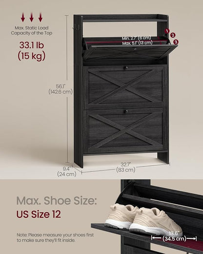 VASAGLE Shoe Storage Cabinet Organizer - Image 2