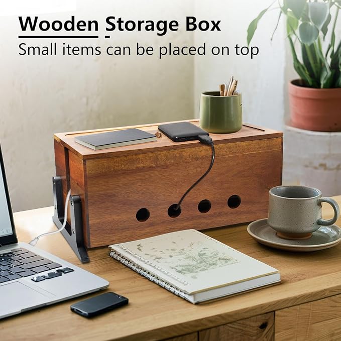 Large Cable Management Box, Wood Cord Hider Box & Organizer - Image 6