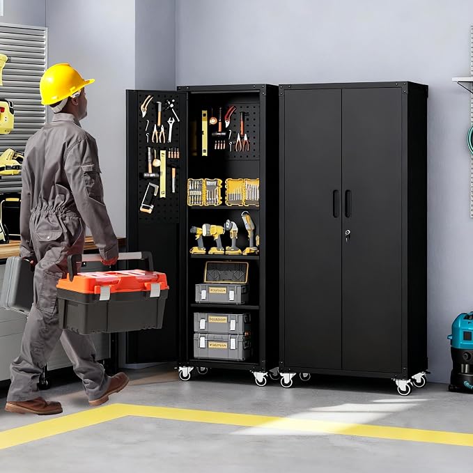 Rolling Tool Cabinet with Pegboard, Tool Room, Assembly Required - Image 2