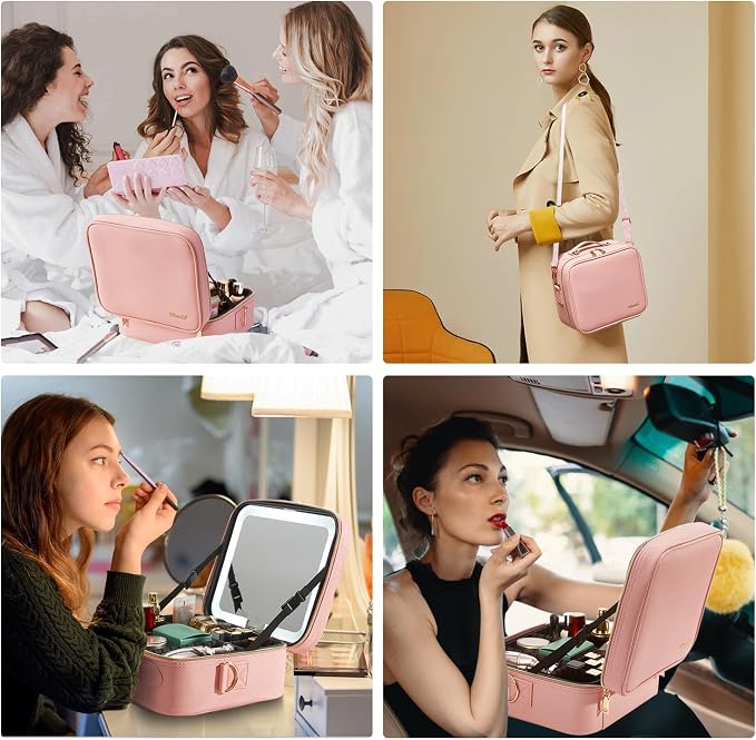 Mocado Travel Makeup Bag with LED Lighted Mirror, Travel Makeup Organizer - Image 8