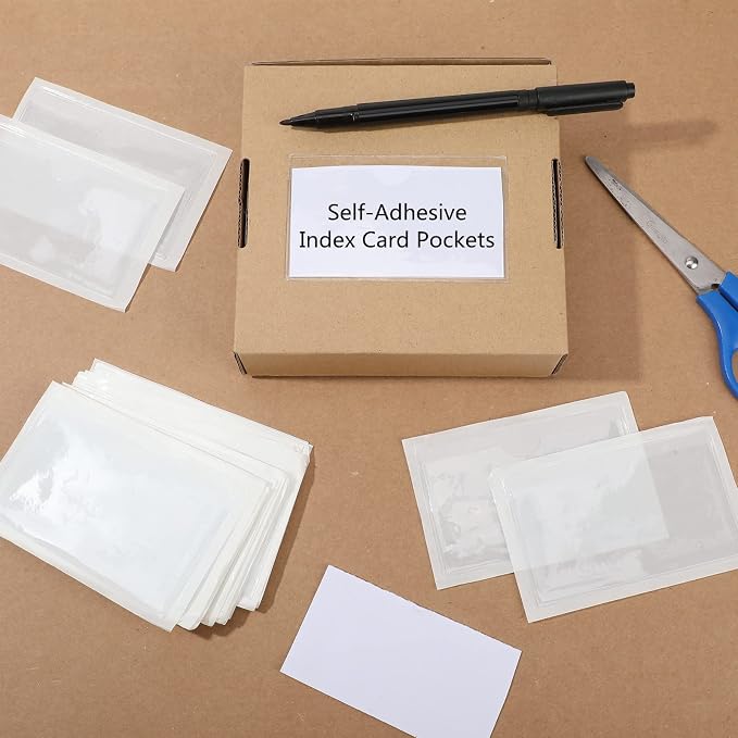 Outus 200 Pack 2.48 x 4.06 Inch Self Adhesive Label Pockets Bulk Plastic Labels - Image 6