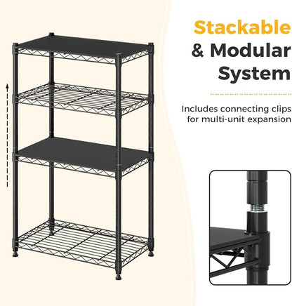 NEWBULIG 4-Tier Wire Storage Shelves, 200 lbs Heavy Duty Steel Rack, tool-free - Image 7