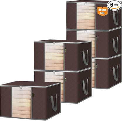 BALEINE 6 Pack Clothes Storage Bags, 16 Gallon Storage Containers by BALEINE