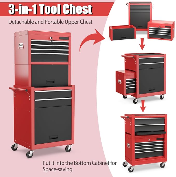 Goplus 6 Drawers Tool Chest, Rolling Metal Tool Box - Image 4