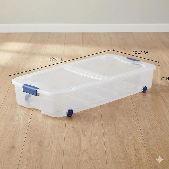 66 Quart Clear Underbed Storage Container, Stackable Bin - Image 4