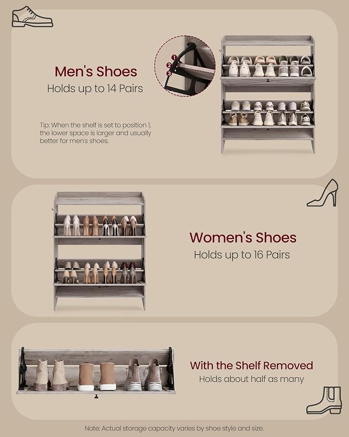 VASAGLE Shoe Storage Cabinet Organizer - Image 5
